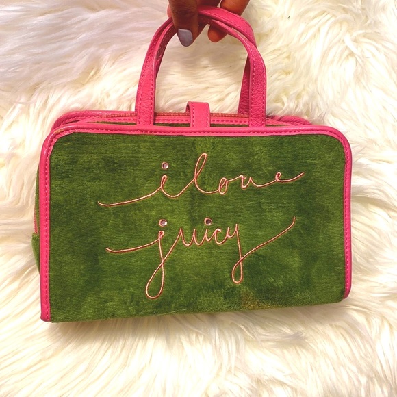 Juicy Couture Handbags - Juicy Couture Green and Pink Travel Makeup Bag Purse